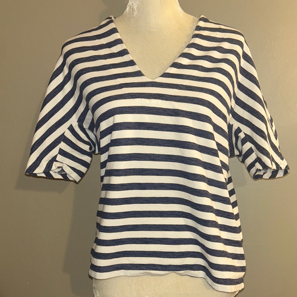 Vineyard Vines Navy & White Striped V-Neck Short Sleeve Tee